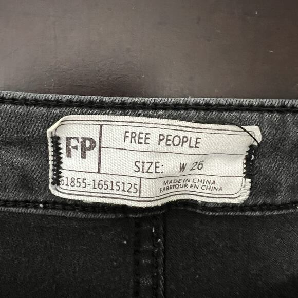 Free People Just Float On Super Flare Stretch Jeans Washed Black Women’s Size 26 - Picture 10 of 12